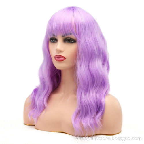 ZYR Long Wavy Synthetic Lace Front Wig Glueless Purple High Temperature Heat Resistant Fiber Hair Wigs for Women Light Swiss HEN
